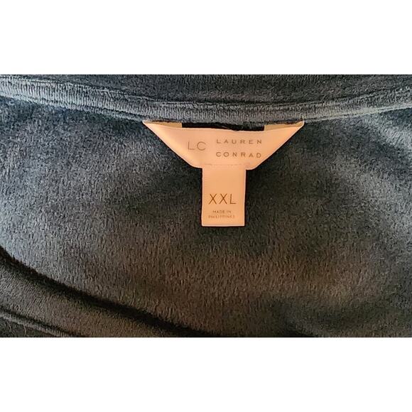 LC Lauren Conrad Women's Velour Crewneck Aqua Plus 2X Top Pants Tracksuit Set - Picture 9 of 9